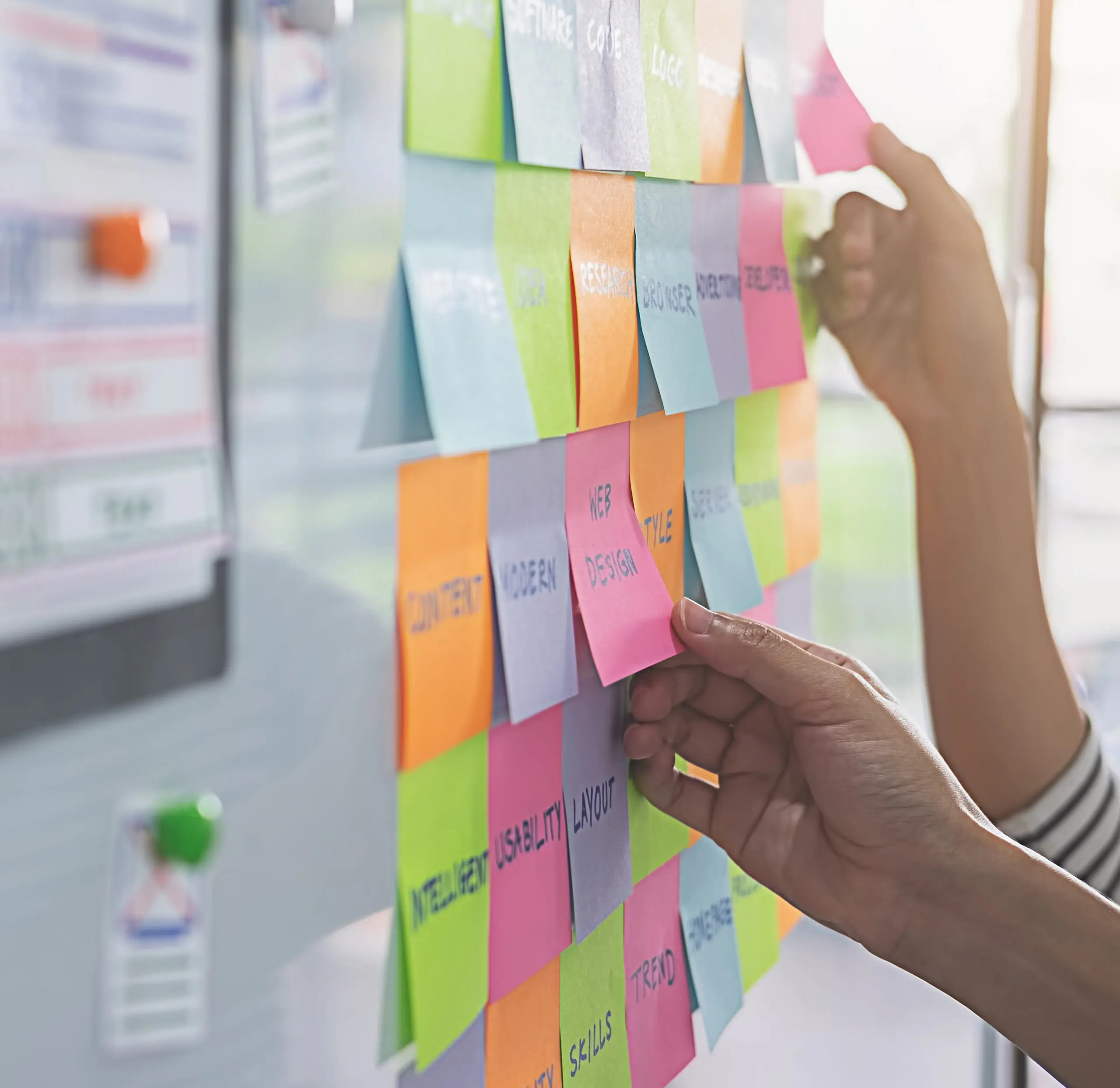 POST-ITS ON WHITEBOARD